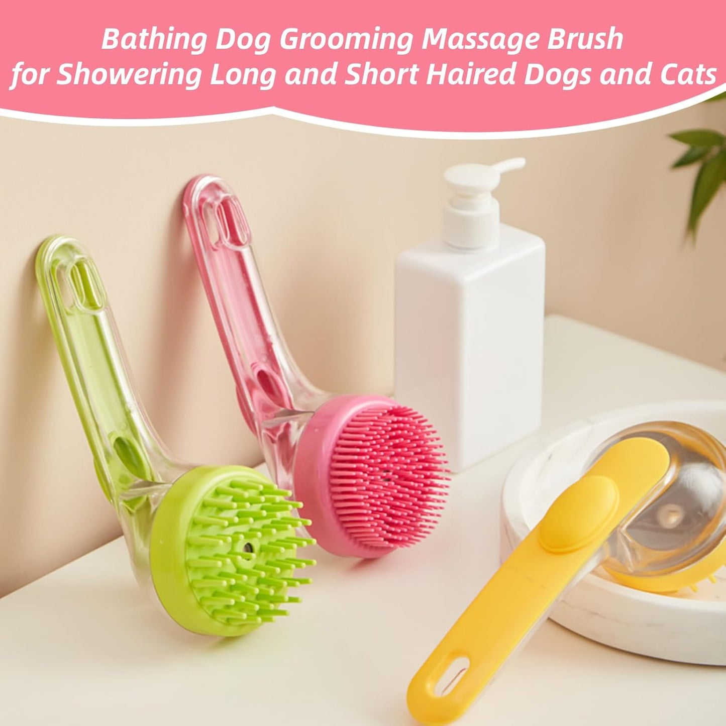 Revolutionary 2 in 1 Dog Bath Brush with Integrated Soap Dispenser - Perfect for Long and Short Haired Pets!