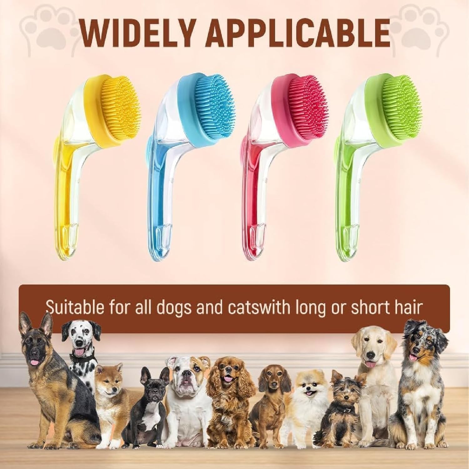 Revolutionary 2 in 1 Dog Bath Brush with Integrated Soap Dispenser - Perfect for Long and Short Haired Pets!