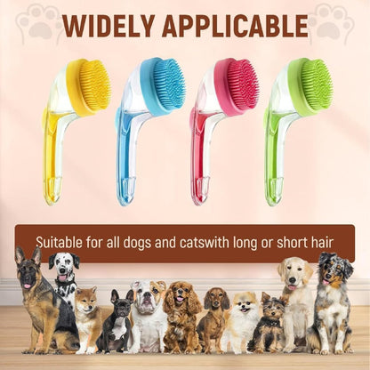 Revolutionary 2 in 1 Dog Bath Brush with Integrated Soap Dispenser - Perfect for Long and Short Haired Pets!