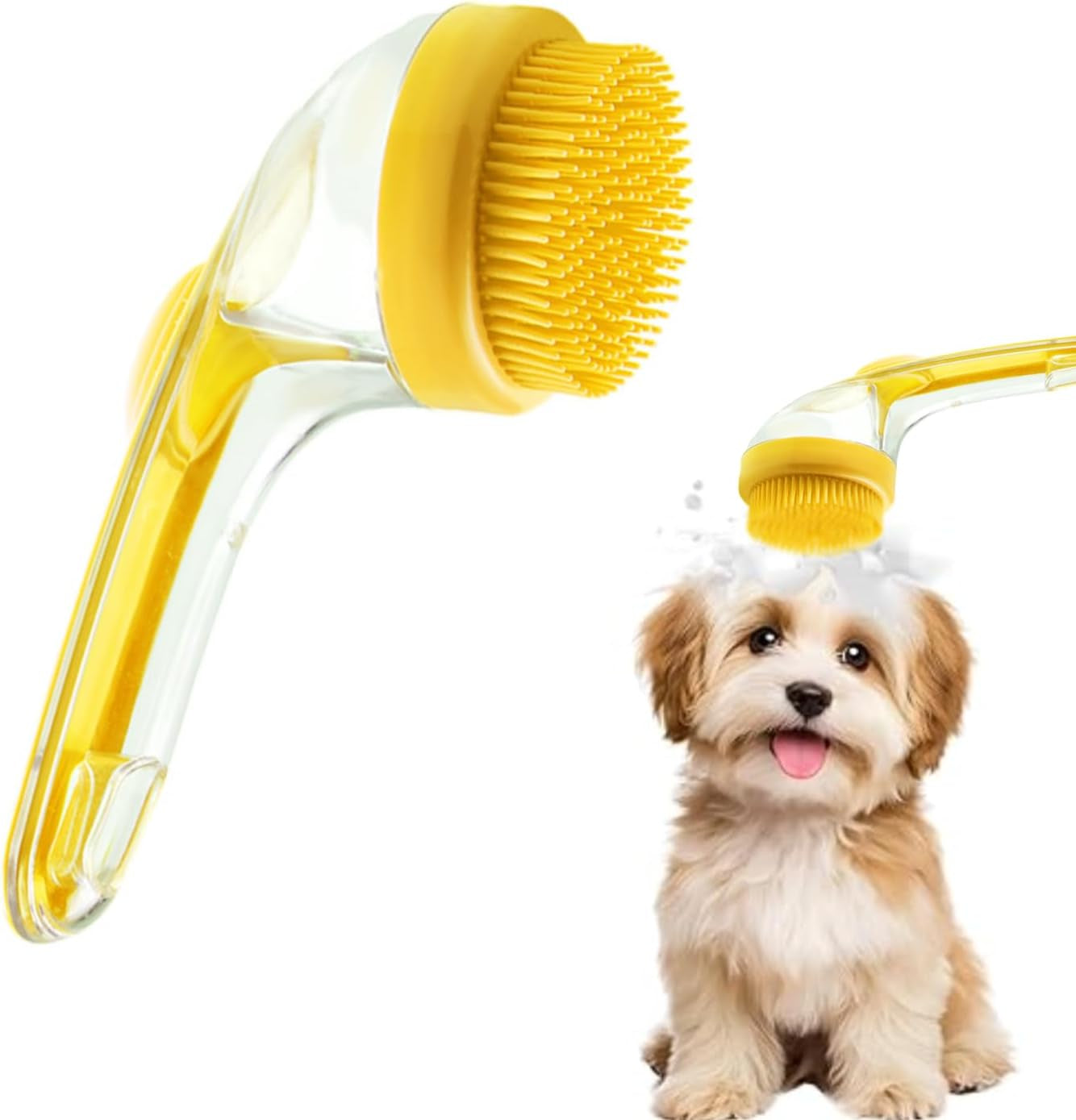 Revolutionary 2 in 1 Dog Bath Brush with Integrated Soap Dispenser - Perfect for Long and Short Haired Pets!