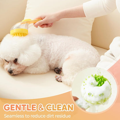 Revolutionary 2 in 1 Dog Bath Brush with Integrated Soap Dispenser - Perfect for Long and Short Haired Pets!